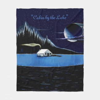 "Cabin by the Lake" Fleece Blanket Version 2