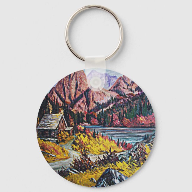 Cabin by the Lake & Mountains Key Ring (Front)