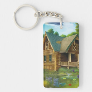 Cabin by the Pond   Key Ring