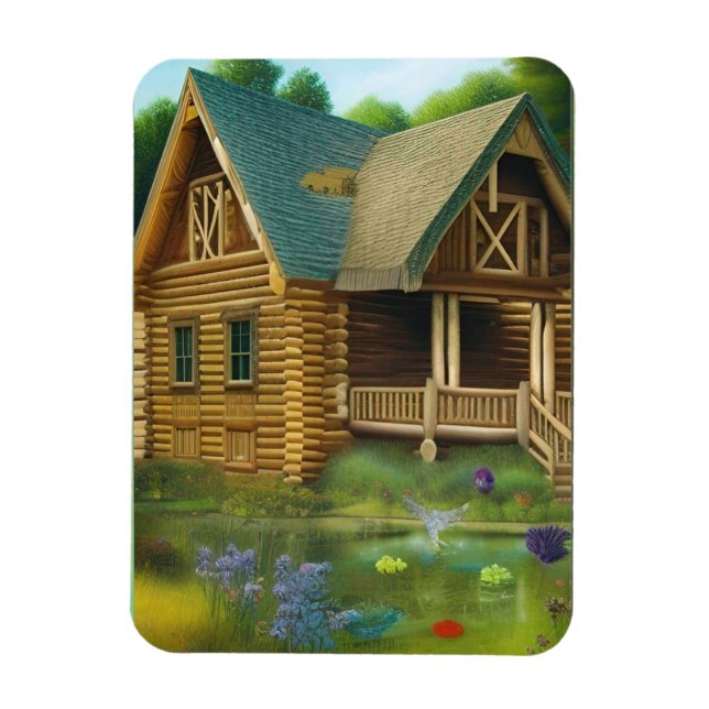 Cabin by the Pond  Magnet (Vertical)