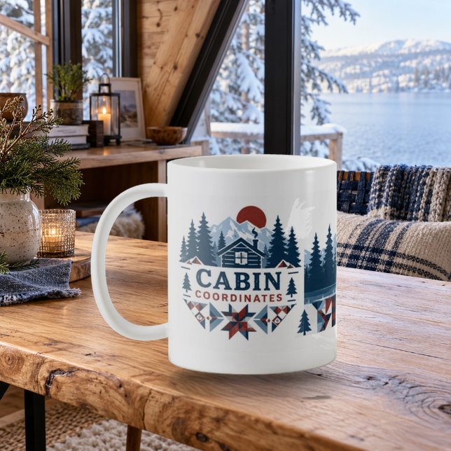 Cabin Coordinates Patchwork Cabin Mug (Cabin Coordinates Patchwork Cabin Mug — refined lighting and contact shadows. Digital lifestyle preview.)