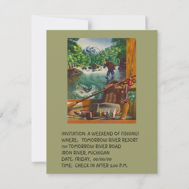CABIN COTTAGE GETAWAY INVITATION EZ TO CUSTOMIZE! (Front)