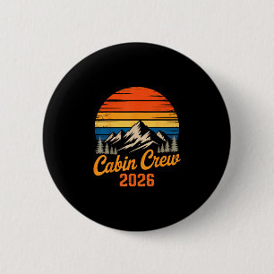 Cabin crew 2026 retro mountain sunset family trip 6 cm round badge