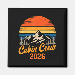 Cabin crew 2026 retro mountain sunset family trip magnet