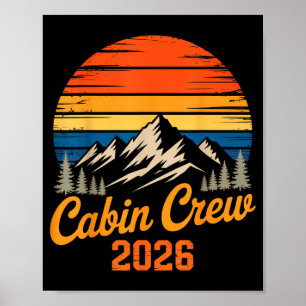 Cabin crew 2026 retro mountain sunset family trip poster