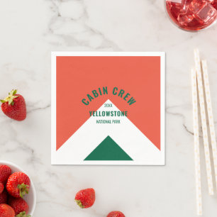 Cabin Crew Peronalized Destination Retro Red Green Napkin