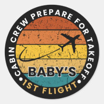 Cabin crew prepare for takeoff baby’s first flight