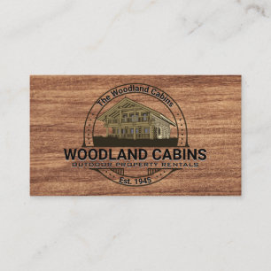 Cabin   Dark Wood Grain Texture Business Card