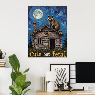 Cabin Dweller: A Racoon's Night Perch Poster
