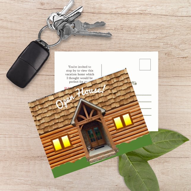 Cabin Facade Realtor Open House Postcard (Creator Uploaded)