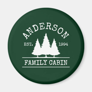 Cabin Family Name Forest Green Magnet