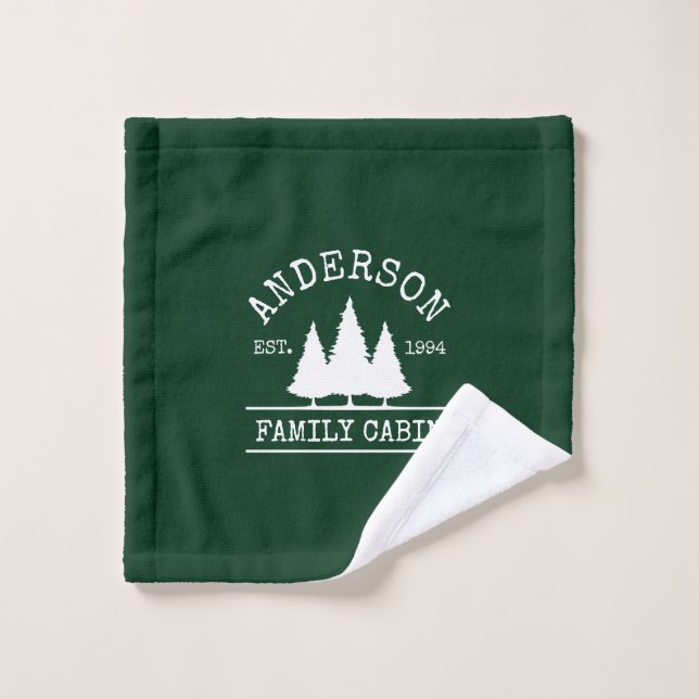 Cabin Family Name Forest Green Wash Cloth (Wash Cloth)