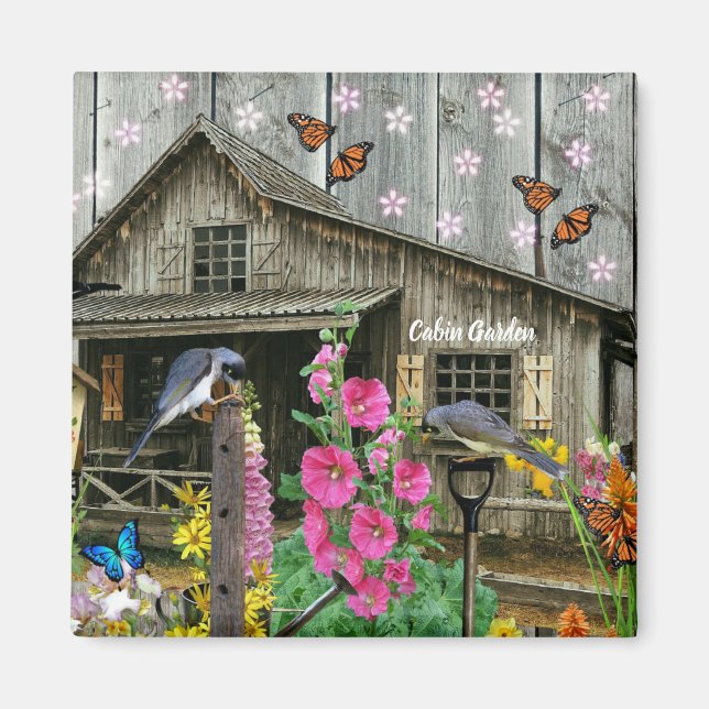 Cabin Flower Garden Magnet (Front)