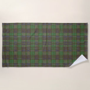 Cabin Forest Green Tartan Beach Towel