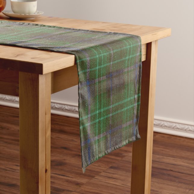 Cabin Forest Green Tartan Short Table Runner (In Situ)