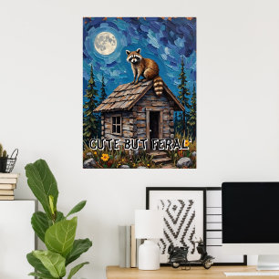 Cabin Guardian: Racoon's Nightly Watch Poster