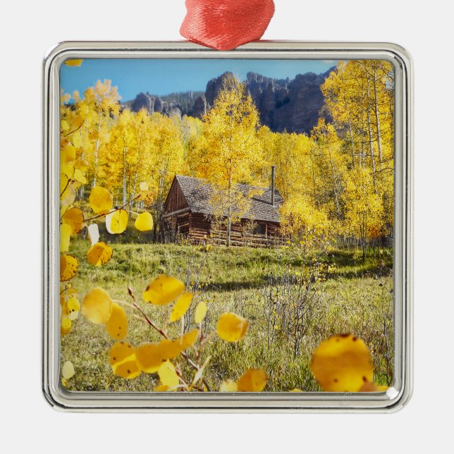 Cabin in Aspens Metal Tree Decoration (Front)