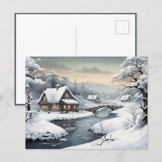 Cabin in the Snow Postcard