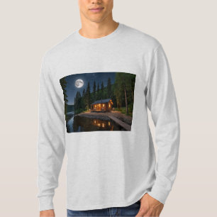 Cabin in the woods at night T-Shirt