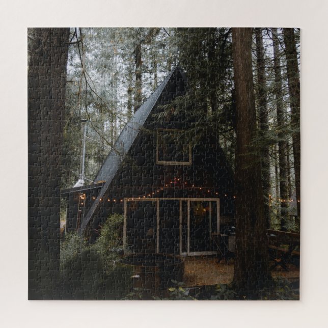 CABIN IN WOODS CHRISTMAS JIGSAW PUZZLE (Vertical)