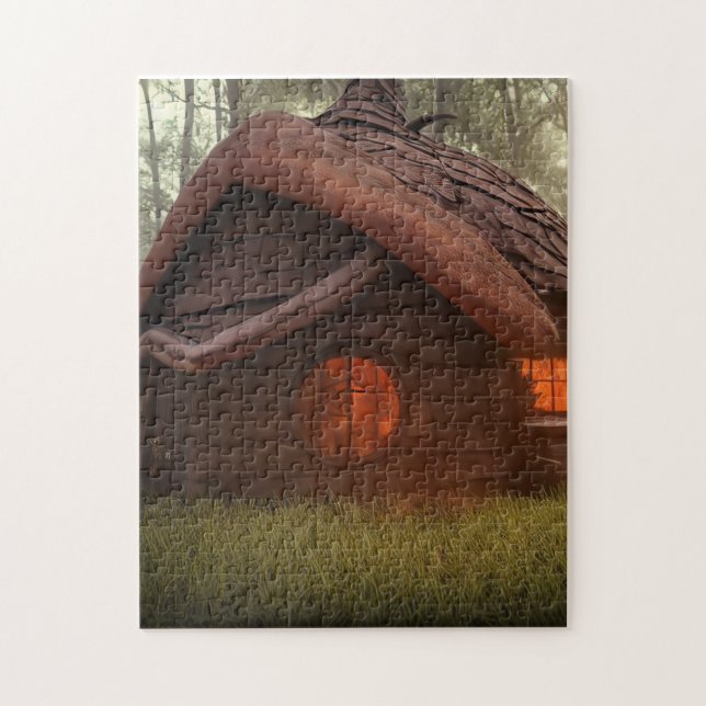 CABIN IN WOODS FANTASY ART JIGSAW PUZZLE (Vertical)