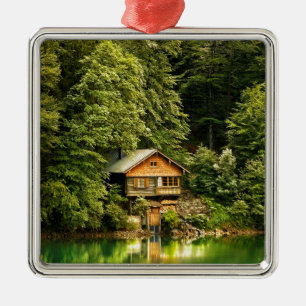 Cabin Lake House Metal Tree Decoration