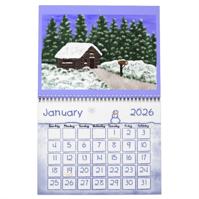 Cabin Landscape Calendar (Jan 2026)