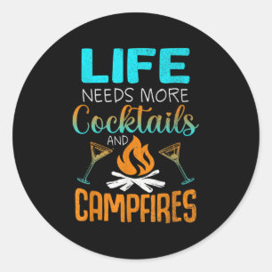 Cabin Life Tails Campfires Lake Bum Camping Woods Classic Round Sticker