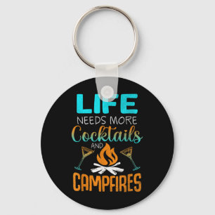 Cabin Life Tails Campfires Lake Bum Camping Woods Key Ring