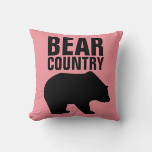 CABIN LODGE DECOR PILLOWS, GRIZZLY BEAR CUSHION