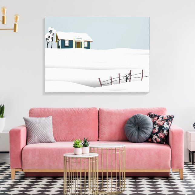 Cabin on a Hill Snow Fence Canvas Print (Insitu(LivingRoom))