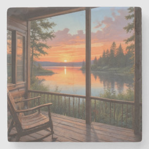 Cabin on the Lake Trivet Stone Coaster