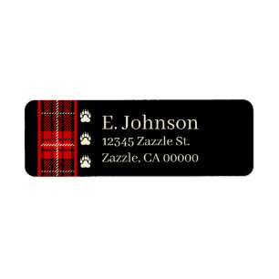 Cabin Red Plaid Bear Paw Print