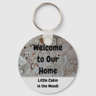 Cabin Rental Guest Tree Bark Nature Photo Welcome Key Ring