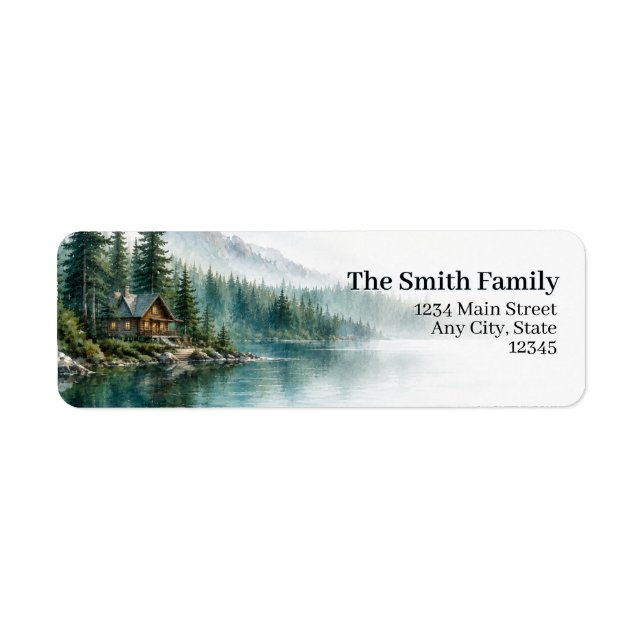 Cabin Return Address Labels | Lake Forest Mountain (Front)