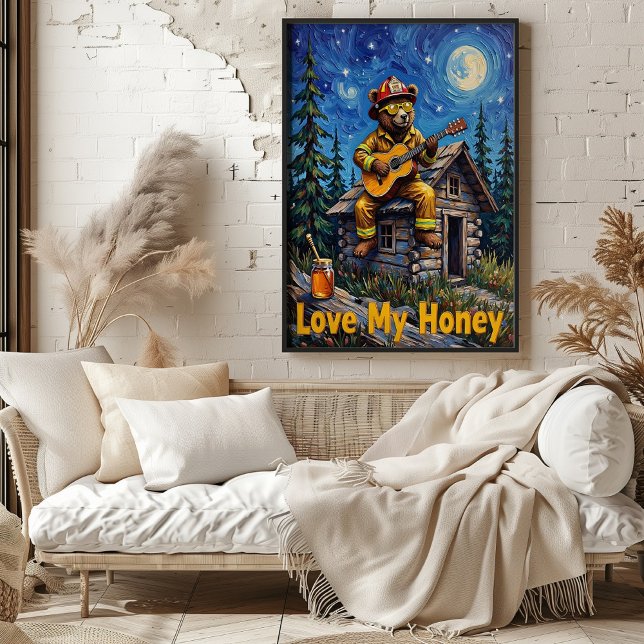 Cabin Rooftop Rhapsody: Bear's Night Song Poster (Creator Uploaded)