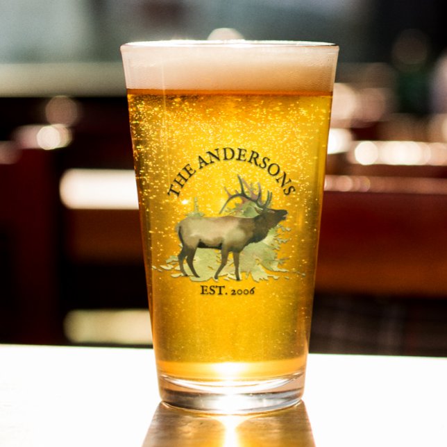 Cabin Rustic Elk wood Personalised Mountain Cabin Glass (Creator Uploaded)