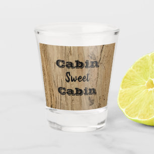Cabin Sweet Cabin Rustic Woodgrain Photo Shot Glass