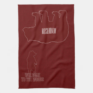 Cabin Theme Red Bears Tea Towel
