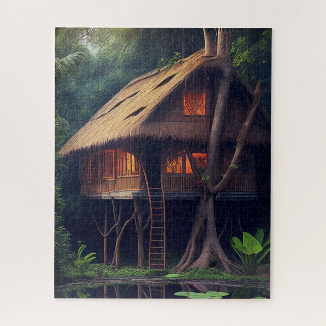 CABIN TINY HOUSE FOREST FANTASY JIGSAW PUZZLE (Vertical)