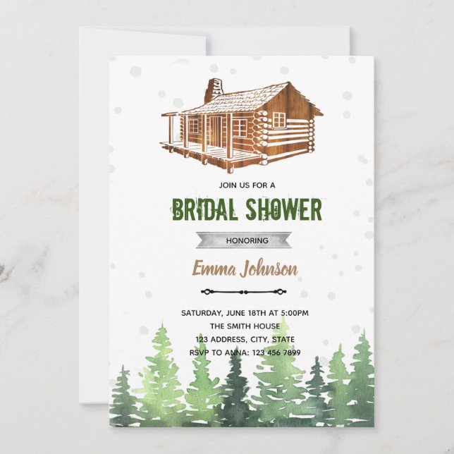Cabin wood theme invitation (Front)
