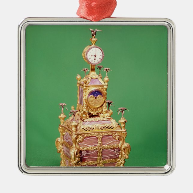 Cabinet clock, c.1766 metal tree decoration (Front)