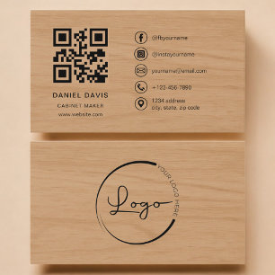 Cabinet Maker Wood Professional QR Code Business Card