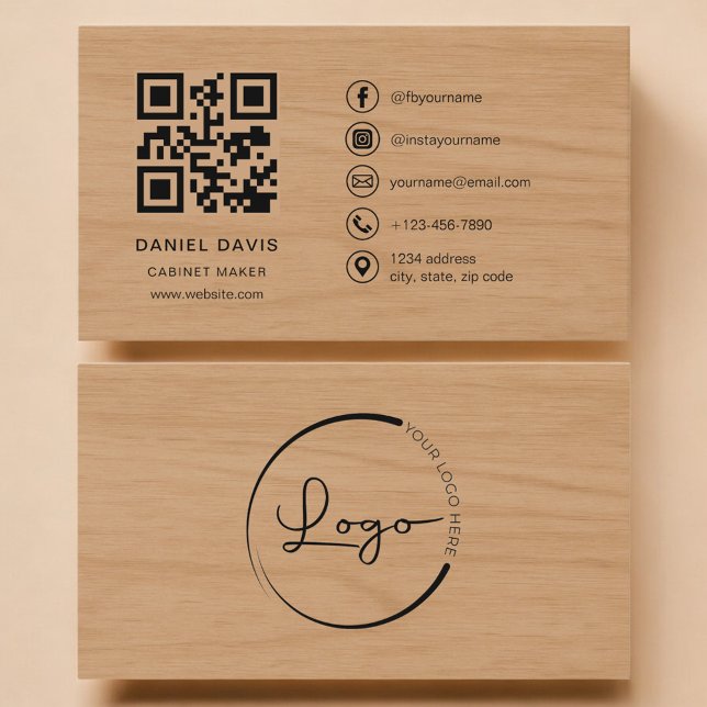 Cabinet Maker Wood Professional QR Code Business Card (Creator Uploaded)
