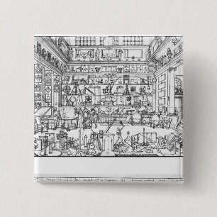 Cabinet of physics, 1687 15 cm square badge