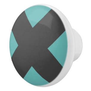 Cabinet Pull Charcoal Teal Geometric X Modern