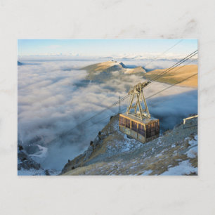 Cable car on the Mount Seceda in the Dolomites Postcard