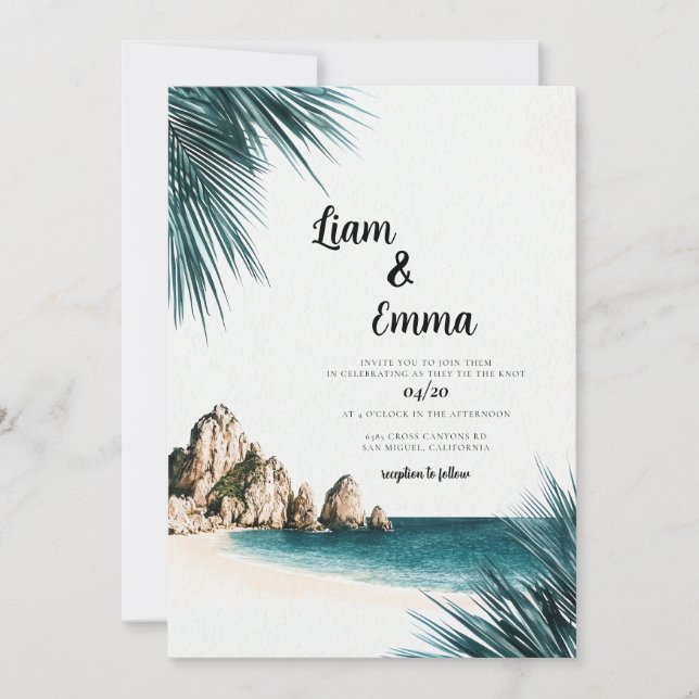 Cabo Mexico Wedding Destination Invitation (Front)