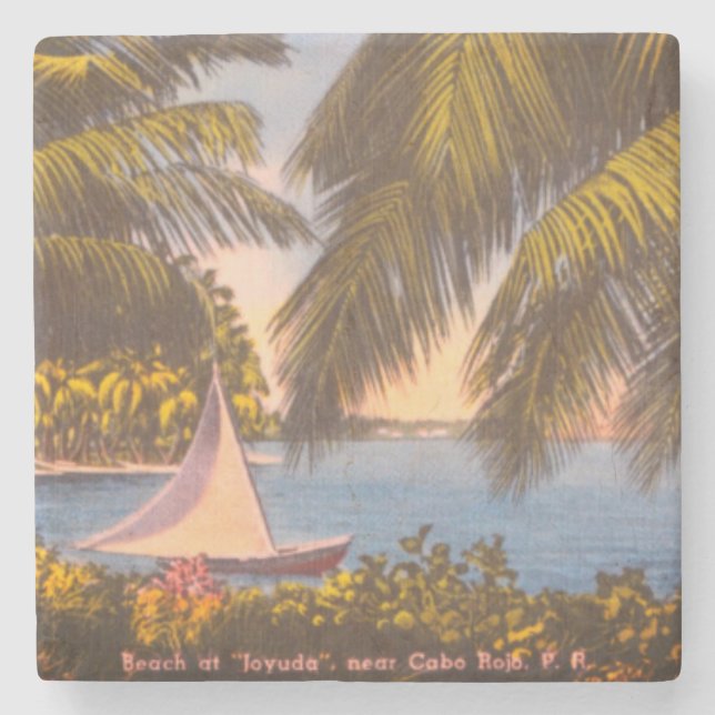 Cabo Rojo, Puerto Rico - Beach at Joyuda Stone Coaster (Front)