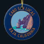 Cabo San Lucas Arch Mexico Retro Distressed Circle Ceramic Tree Decoration<br><div class="desc">Cabo San Lucas in a vector art style. Cabo San Lucas,  a resort city on the southern tip of Mexico’s Baja California peninsula,  is known for its beaches,  water-based activities and nightlife.</div>